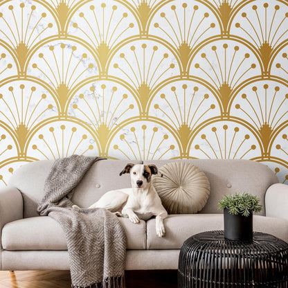 Fototapete - Gold and Marble Art Deco-inspired Pattern Artgeist