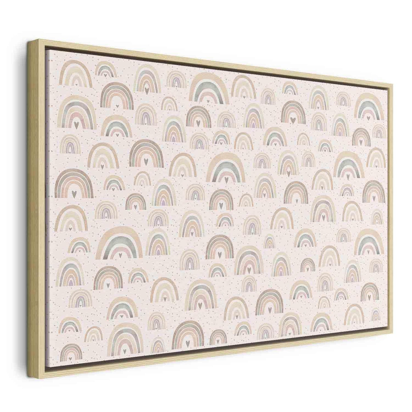 Leinwandbild - Spring - Pastel Rainbows with Hearts on a Rainy Day Artgeist
