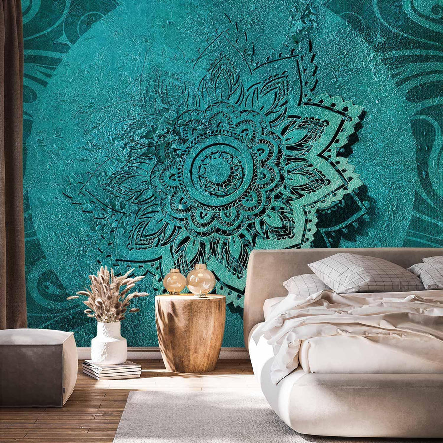 Fototapete „Azure Flower“ – Elegante Blume in Azurblau