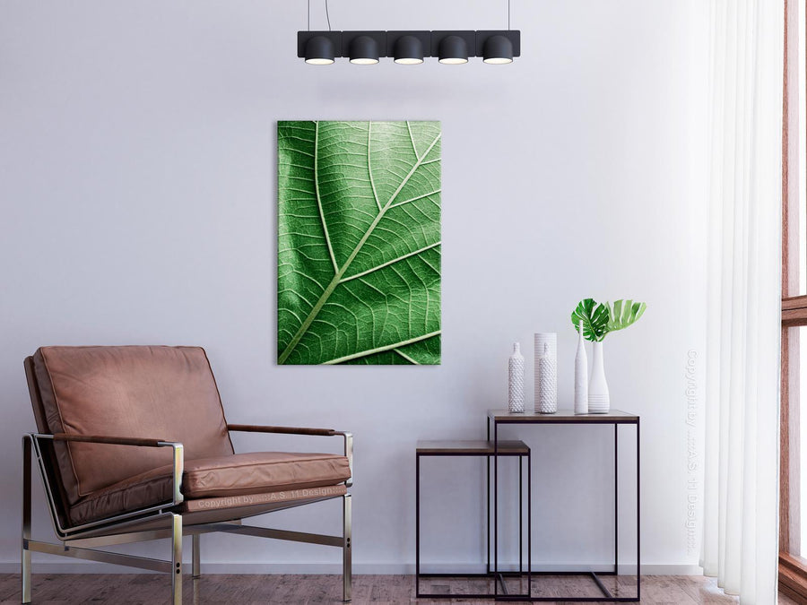 Leinwandbild - Malachite Leaf (1 Part) Vertical Artgeist