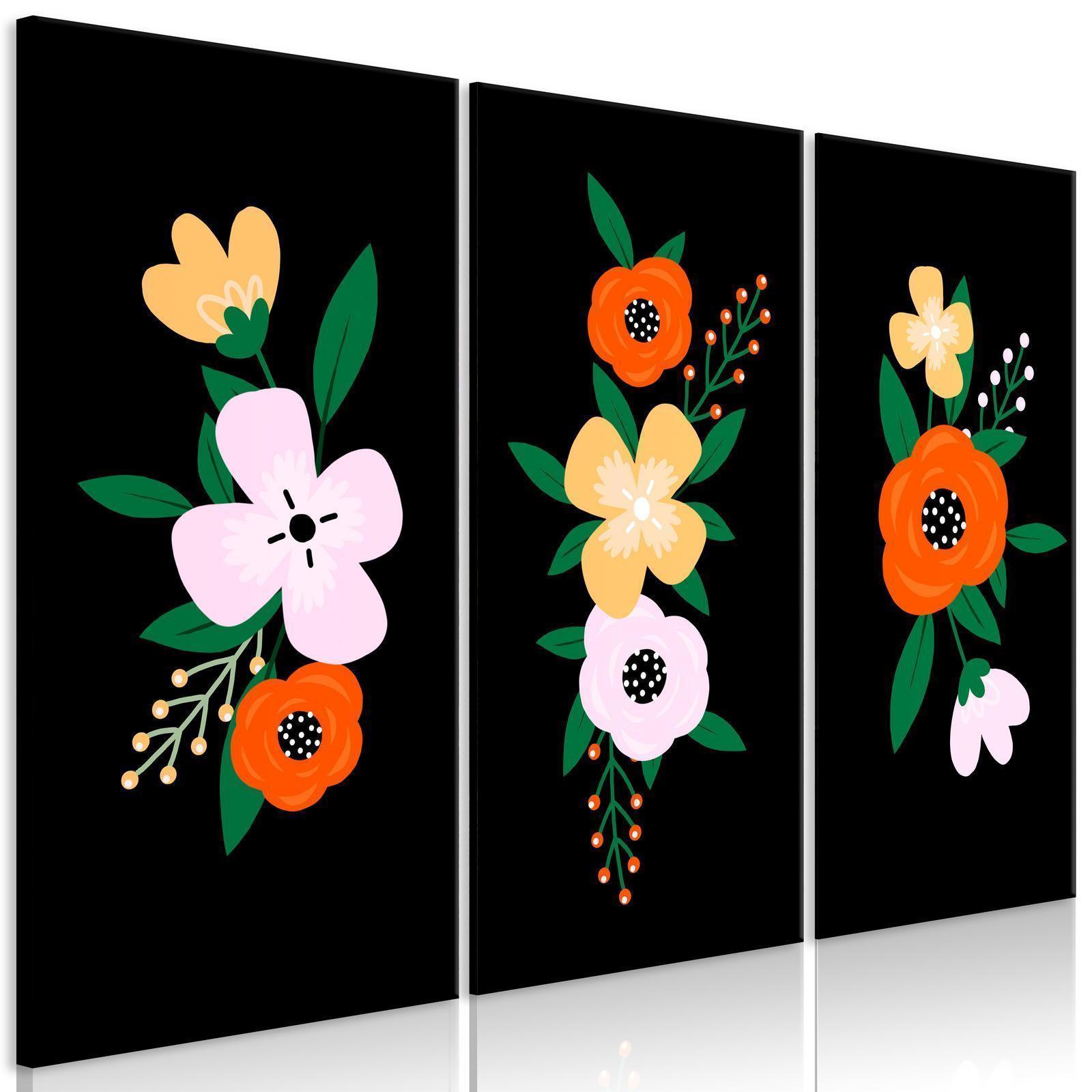 Leinwandbild - Colorful Bloom (3 Parts) Artgeist