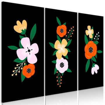 Leinwandbild - Colorful Bloom (3 Parts) Artgeist