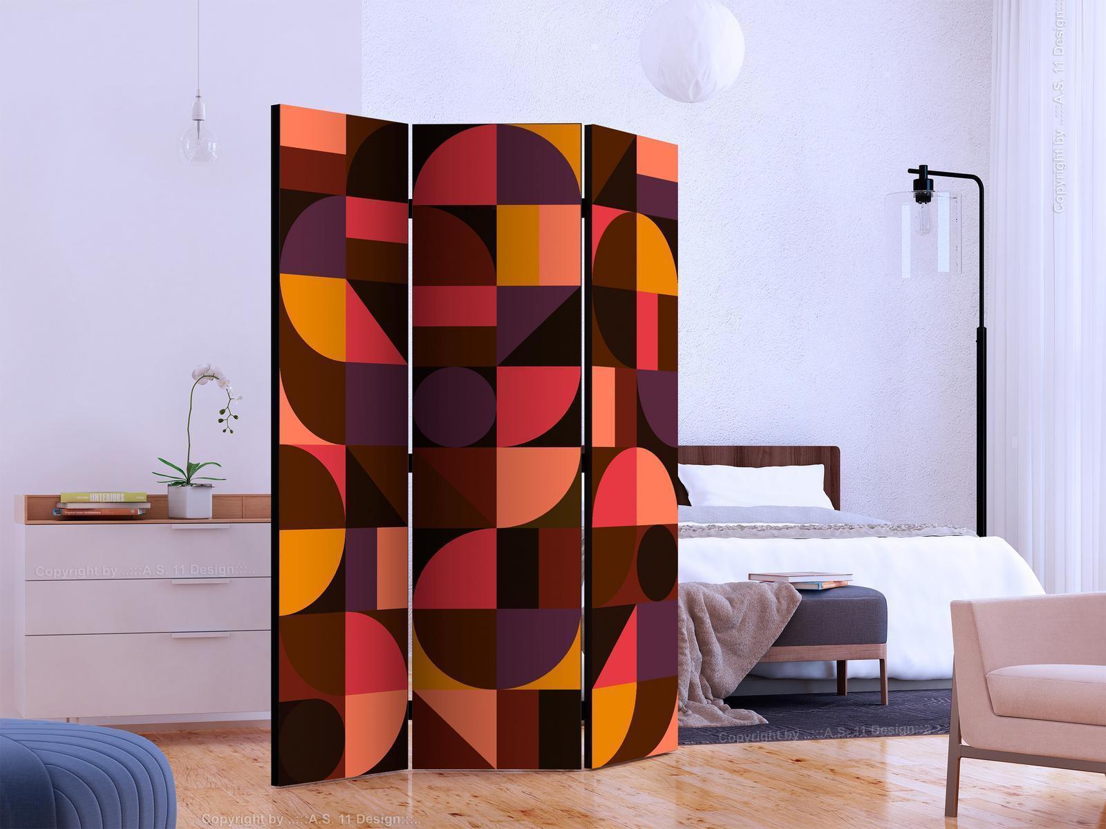 Paravent - Geometric Mosaic (Red) Artgeist