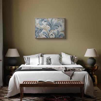 Leinwandbild - Baroque Ornaments in Light Cream-Blue Hues