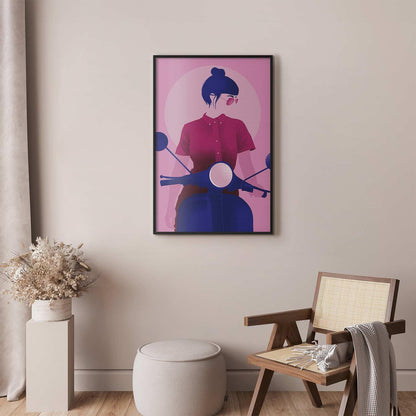 Poster - Woman on a Scooter Artgeist