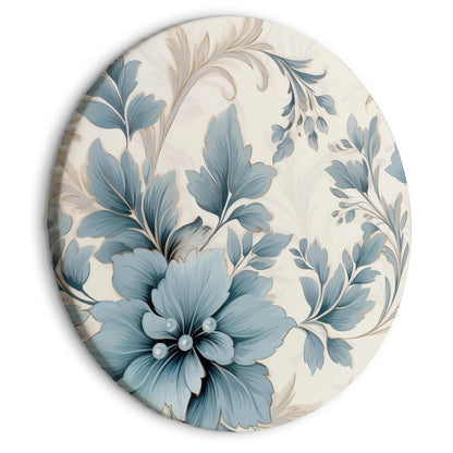 Rundes Bild - Turquoise Flowers in Retro Ambience Floristic Ornaments Artgeist