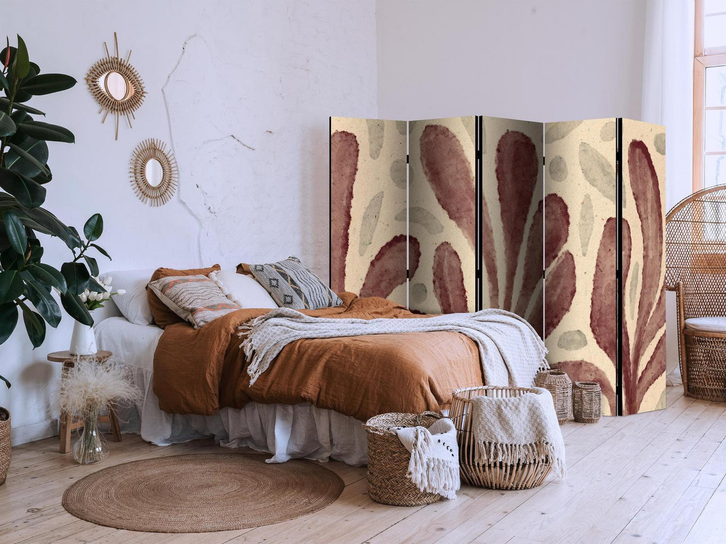 Paravent - Waving Leaves - Irregular Plant Shapes in the Style of Matisse Artgeist