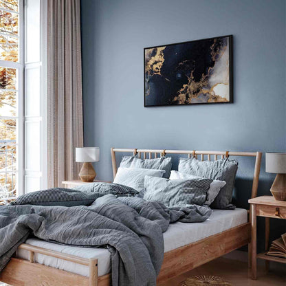 Leinwandbild - Marble and navy blue – abstract textured pattern inspired by the starry sky