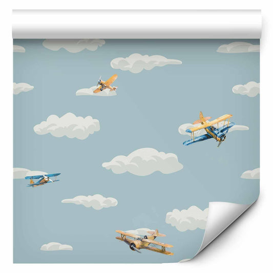 Kinderzimmer-Tapete mit Flugzeug-Motiv