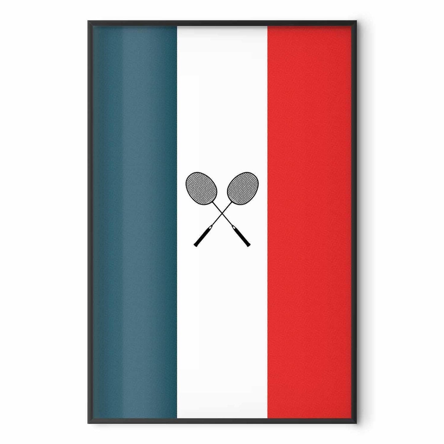 Poster - French Flags and Black Badminton Rackets