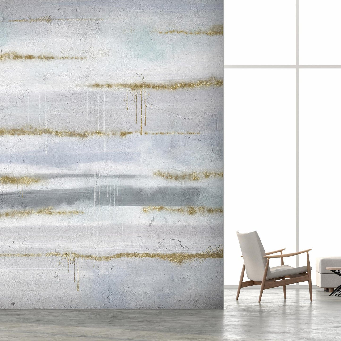 Fototapete - Modernist background - abstract stripes pattern with gold patterns Artgeist
