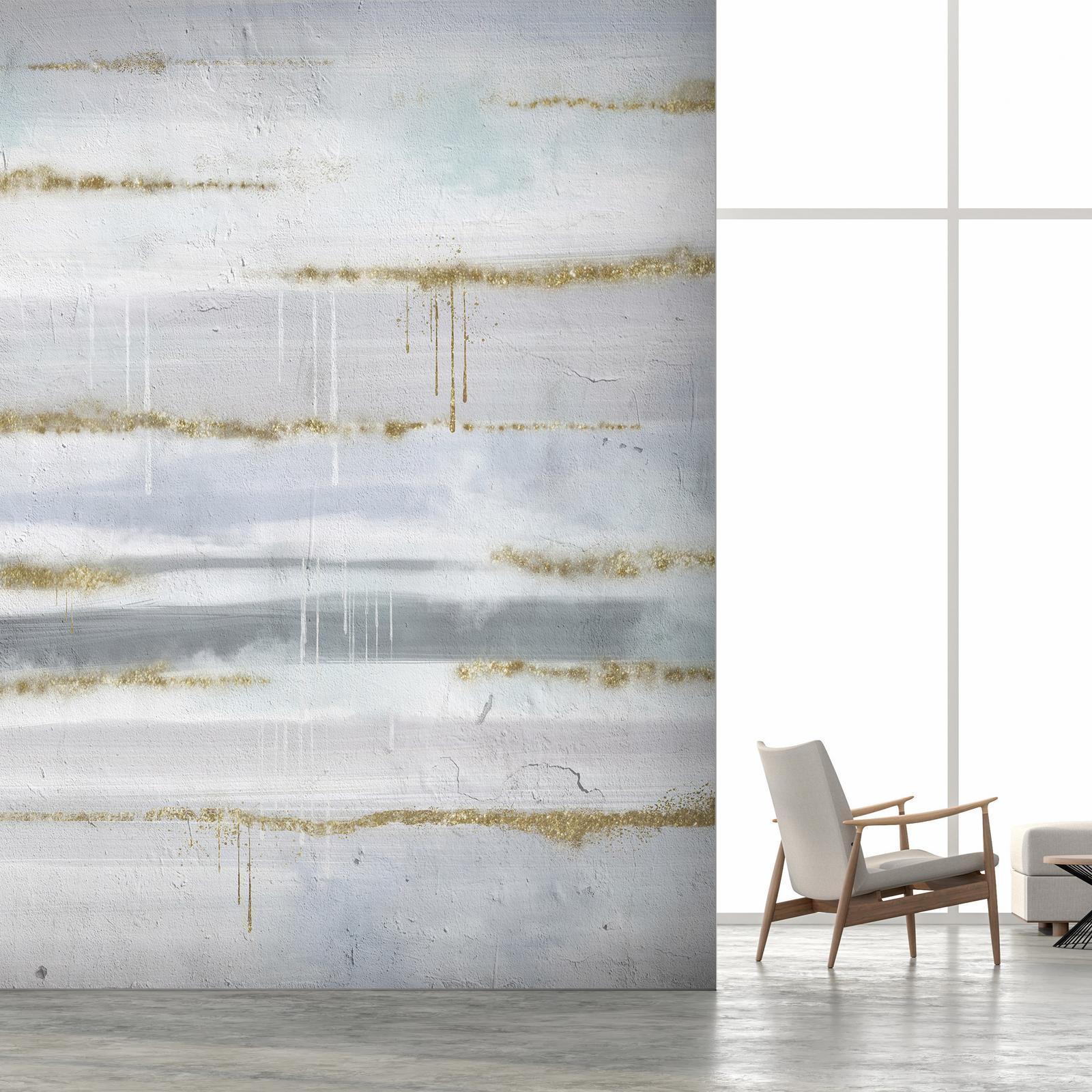 Fototapete - Modernist background - abstract stripes pattern with gold patterns Artgeist