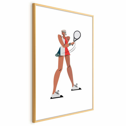 Poster - Tennis Player with a Racket on a White Background - Illustration