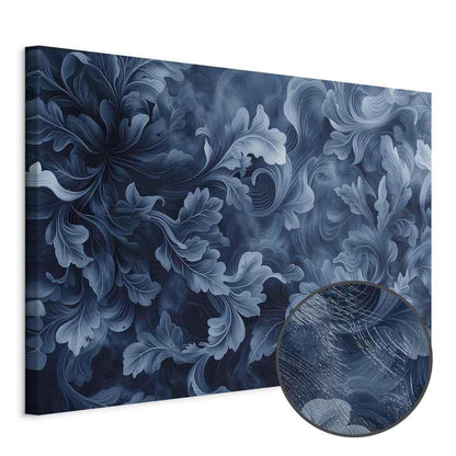 Leinwandbild - Abstract Ornaments Dark Blue Victorian Leaves