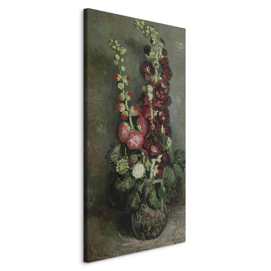 Leinwandbild - Vase of Hollyhocks (Vincent Van Gogh) Artgeist
