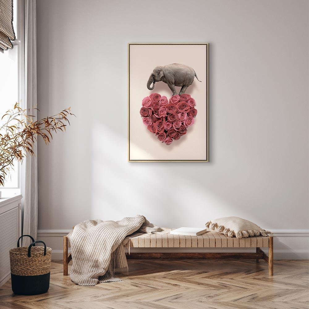 Leinwandbild - Elephant Lover (1-part) - Elephant Amid Pink Flowers