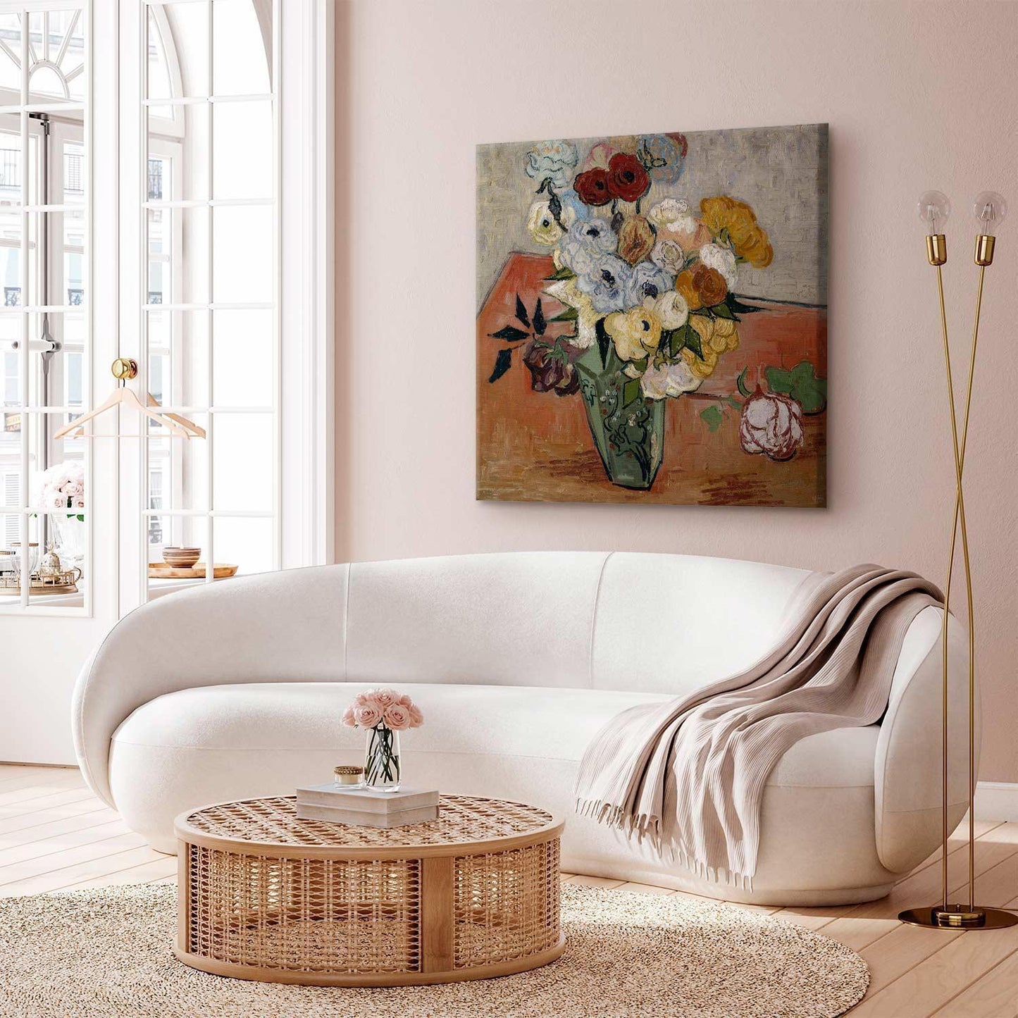 Leinwandbild - Vincent Van Gogh – Stilllife with Japanese vase, roses and anemones