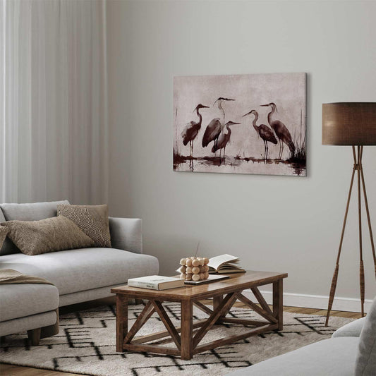 Leinwandbild - Herons painted with ink