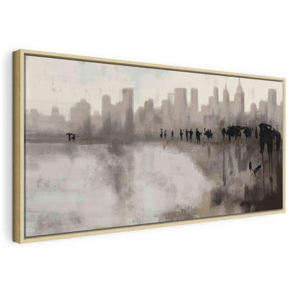 Leinwandbild Stadt im Regen – Urbanes Wandbild mit Atmosphäre