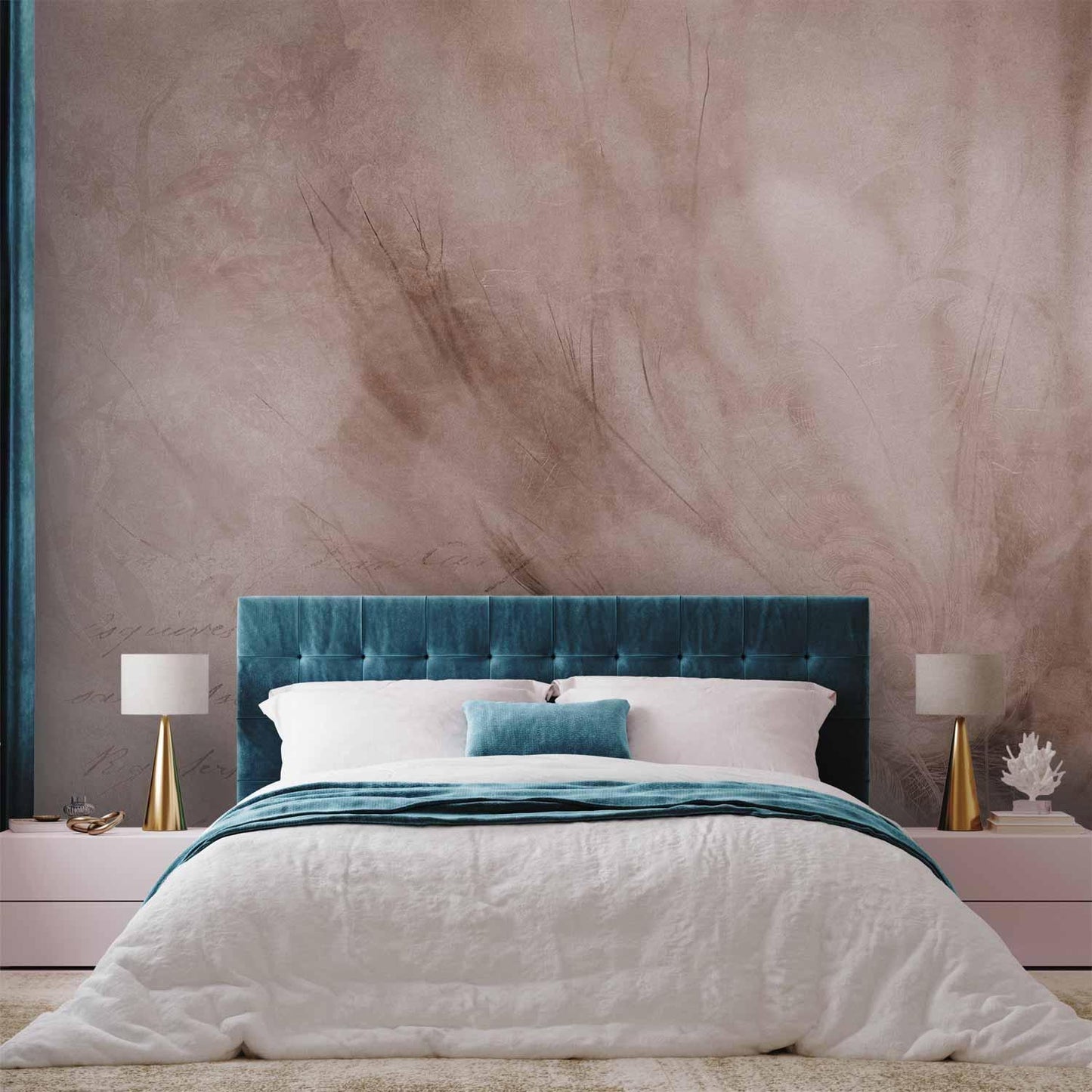 Fototapete - Abstract scandi boho - delicate composition with lettering and flowers