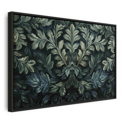 Leinwandbild - Dark Green Victorian Leaves: Botanical Carved Composition Artgeist