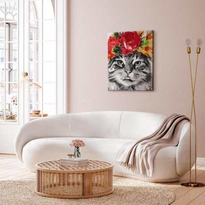 Malen nach Zahlen - Cat With Flowers
