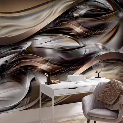 Fototapete Bernstein-Wellen – Abstrakte Goldtöne mit Fließeffekt