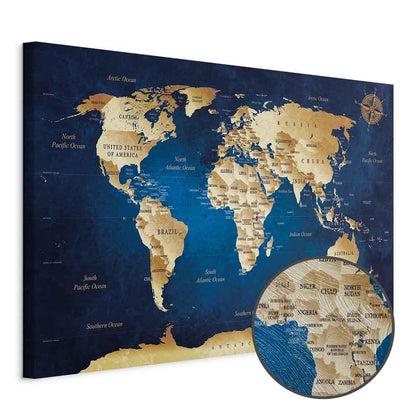 Leinwandbild - World Map: The Dark Blue Depths