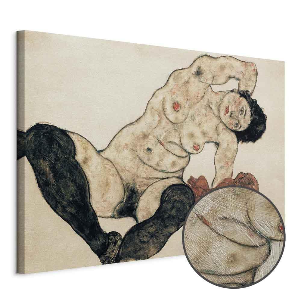Leinwandbild - Egon Schiele – Liegender Akt mit gelbem Handtuch