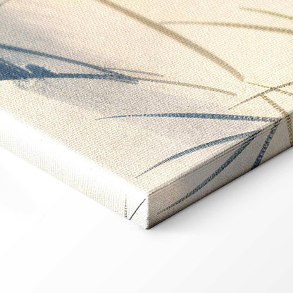 Leinwandbild - Herons over a winter pond - Japanese-style illustration in dark colours