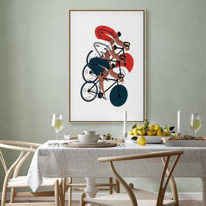 Leinwandbild - Cycling Race Competitors on a Light Background - Illustration