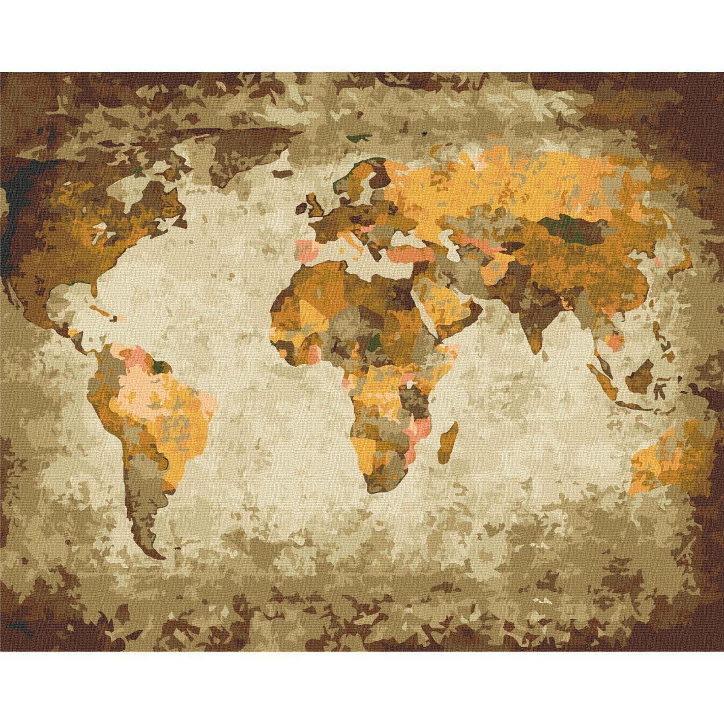 Malen nach Zahlen - Brown World Map