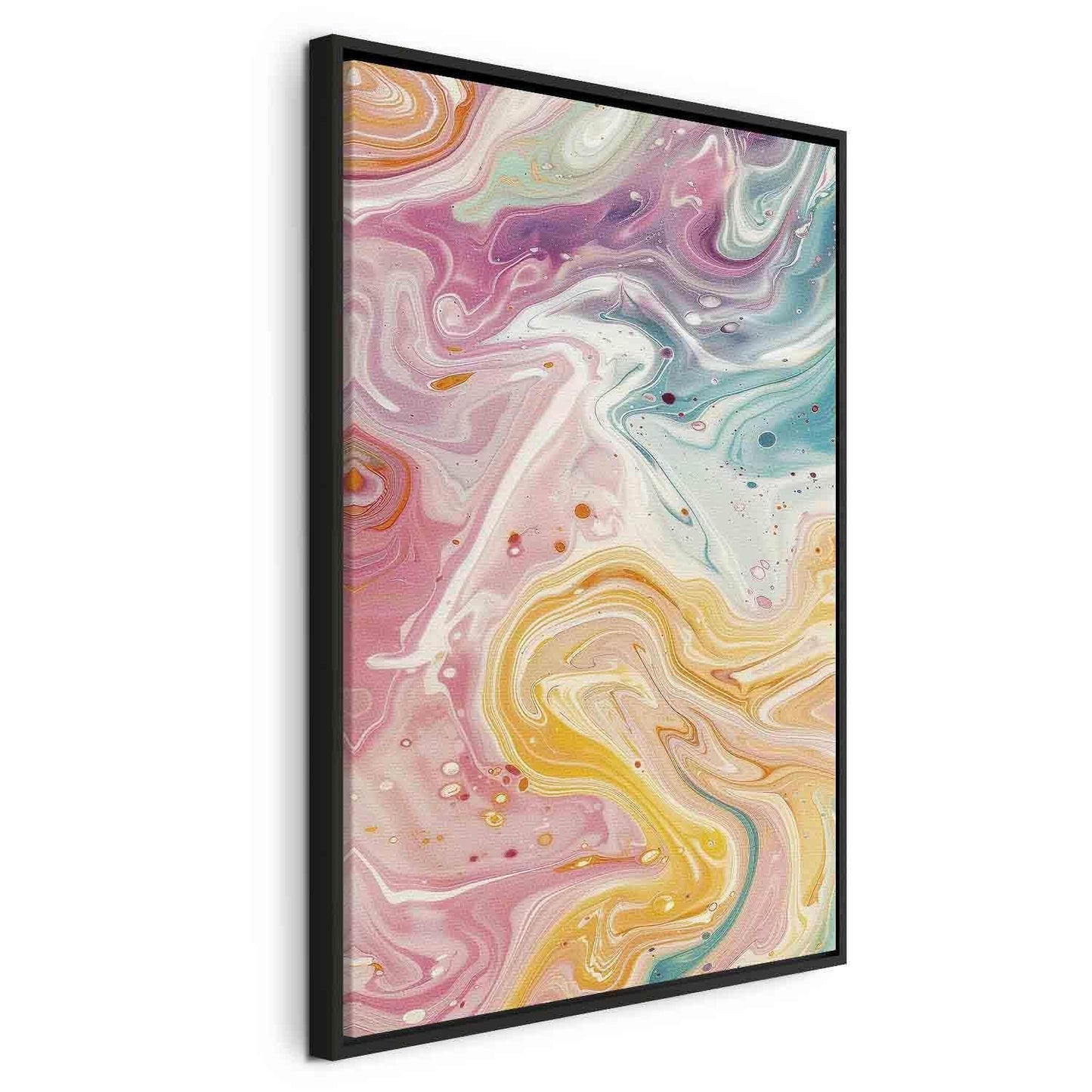 Leinwandbild - Colorful Chaos - Dynamic Shapes in Shades of Pink Yellow and Blue Artgeist