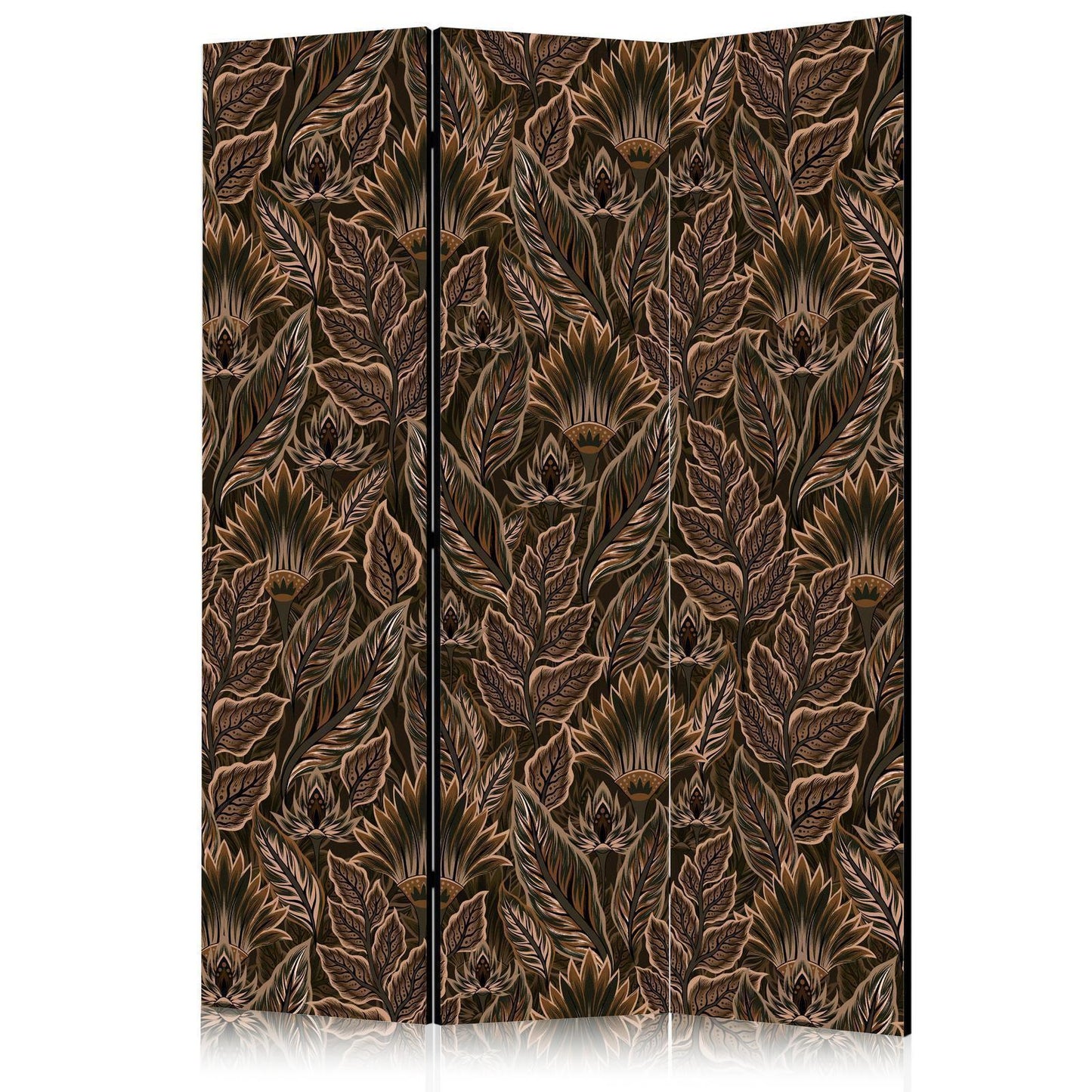 Paravent - Dense Vegetation - Botanical Patterns in Illustrative Style Brown Artgeist