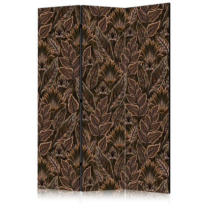 Paravent - Dense Vegetation - Botanical Patterns in Illustrative Style Brown Artgeist