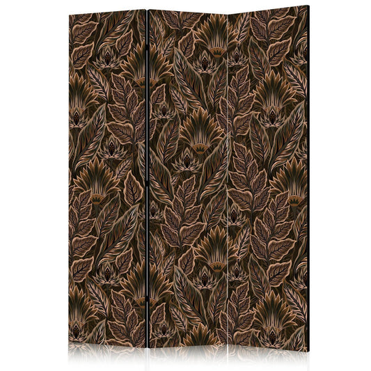 Paravent - Dense Vegetation - Botanical Patterns in Illustrative Style Brown Artgeist