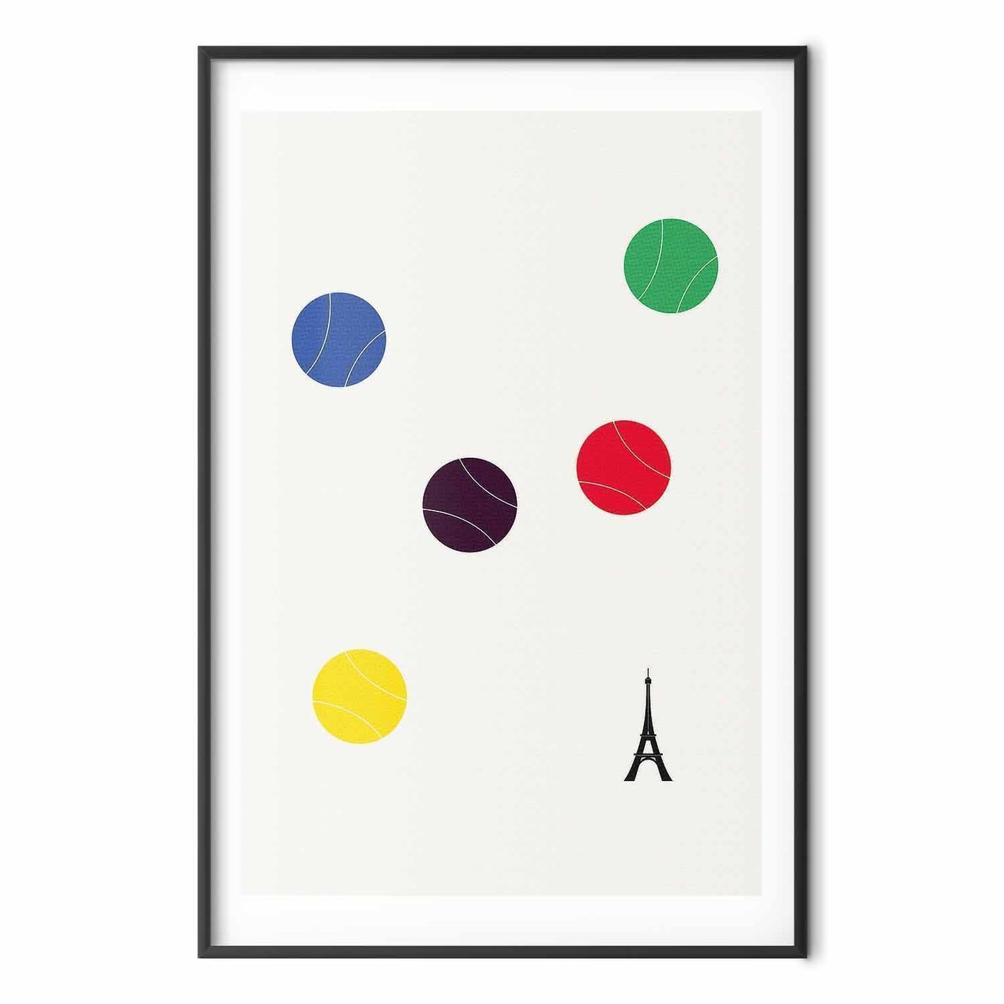 Poster - Eiffel Tower and Colorful Tennis Balls