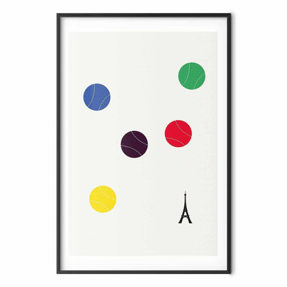 Poster - Eiffel Tower and Colorful Tennis Balls