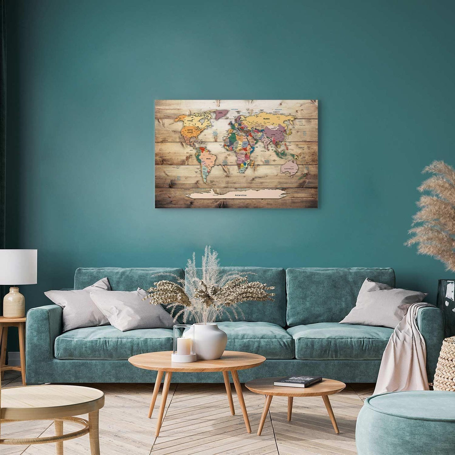 Leinwandbild - World Map: Colourful Continents Artgeist