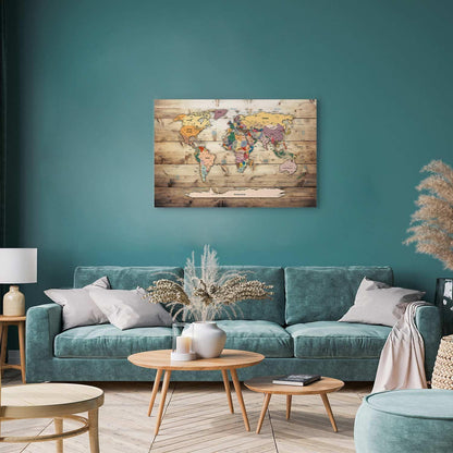 Leinwandbild - World Map: Colourful Continents Artgeist