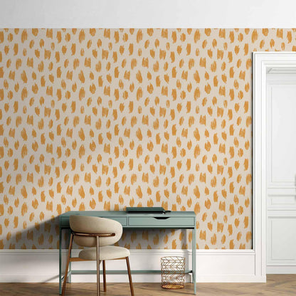 Tapete - Drawn Pattern in Dots and Spots - in shades of orange and ecru