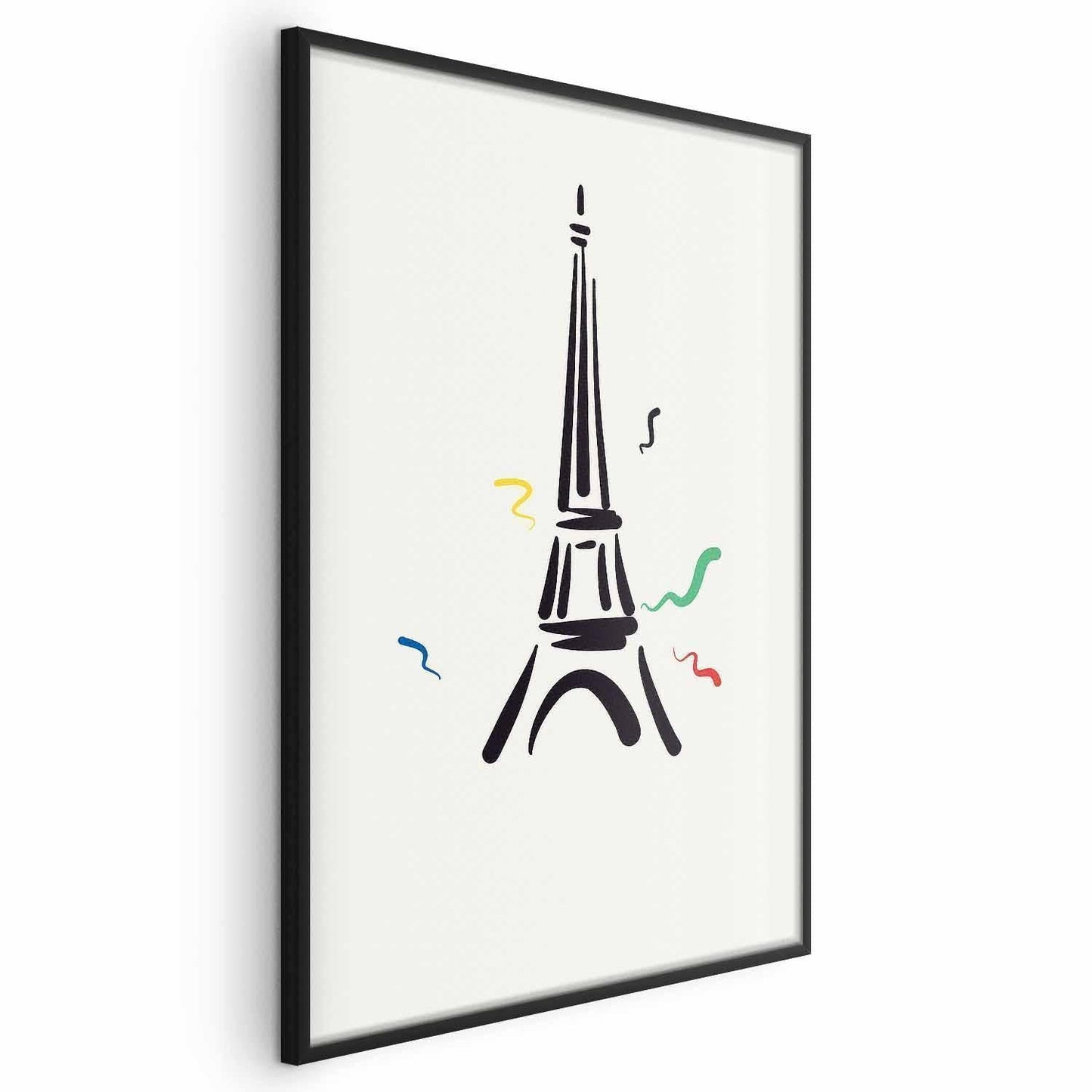 Poster - Black Illustration of the Eiffel Tower on a Light Background Artgeist