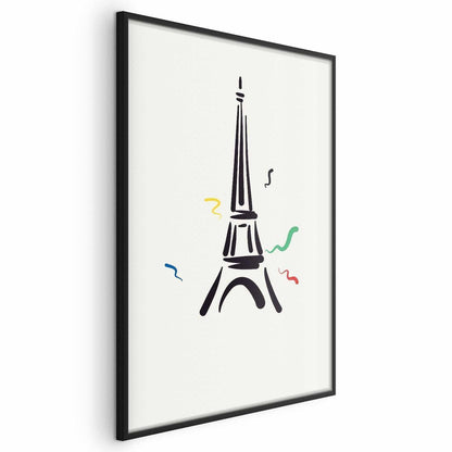 Poster - Black Illustration of the Eiffel Tower on a Light Background Artgeist