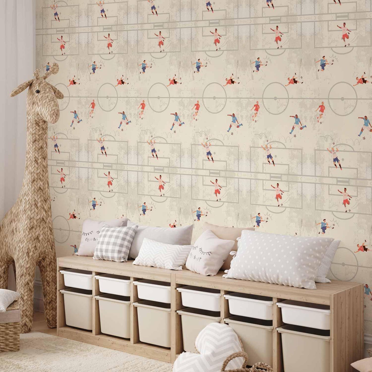 Tapete - Soccer Game - Illustration of soccer players in action on the field