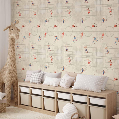 Tapete - Soccer Game - Illustration of soccer players in action on the field