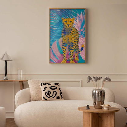 Tropischer Leopard – Farbenprächtiges Poster mit Dschungelmotiv