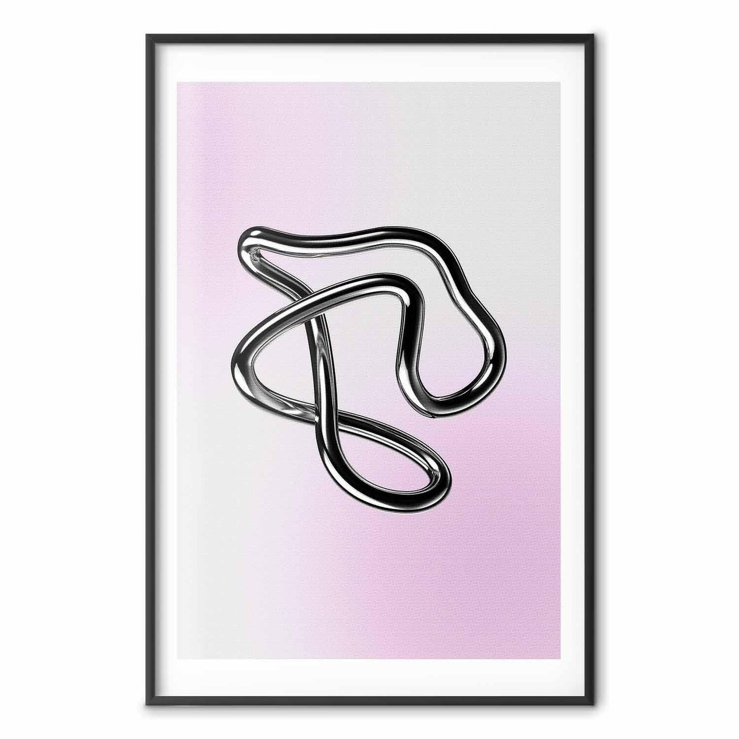 Poster - Silver Intricacies - fluid metallic figure on a gradient background