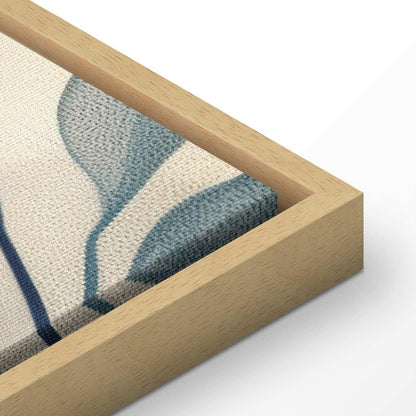 Leinwandbild - Leaves in Blue Color Delicate Botanical Motif