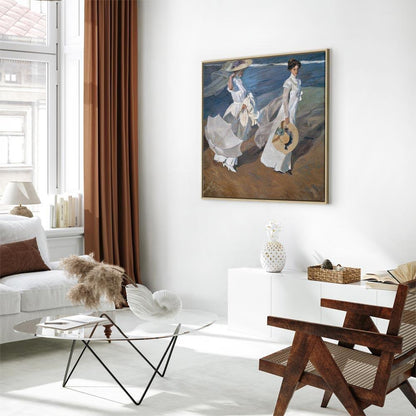 Leinwandbild - Joaquín Sorolla y Bastida – Strolling along the Seashore