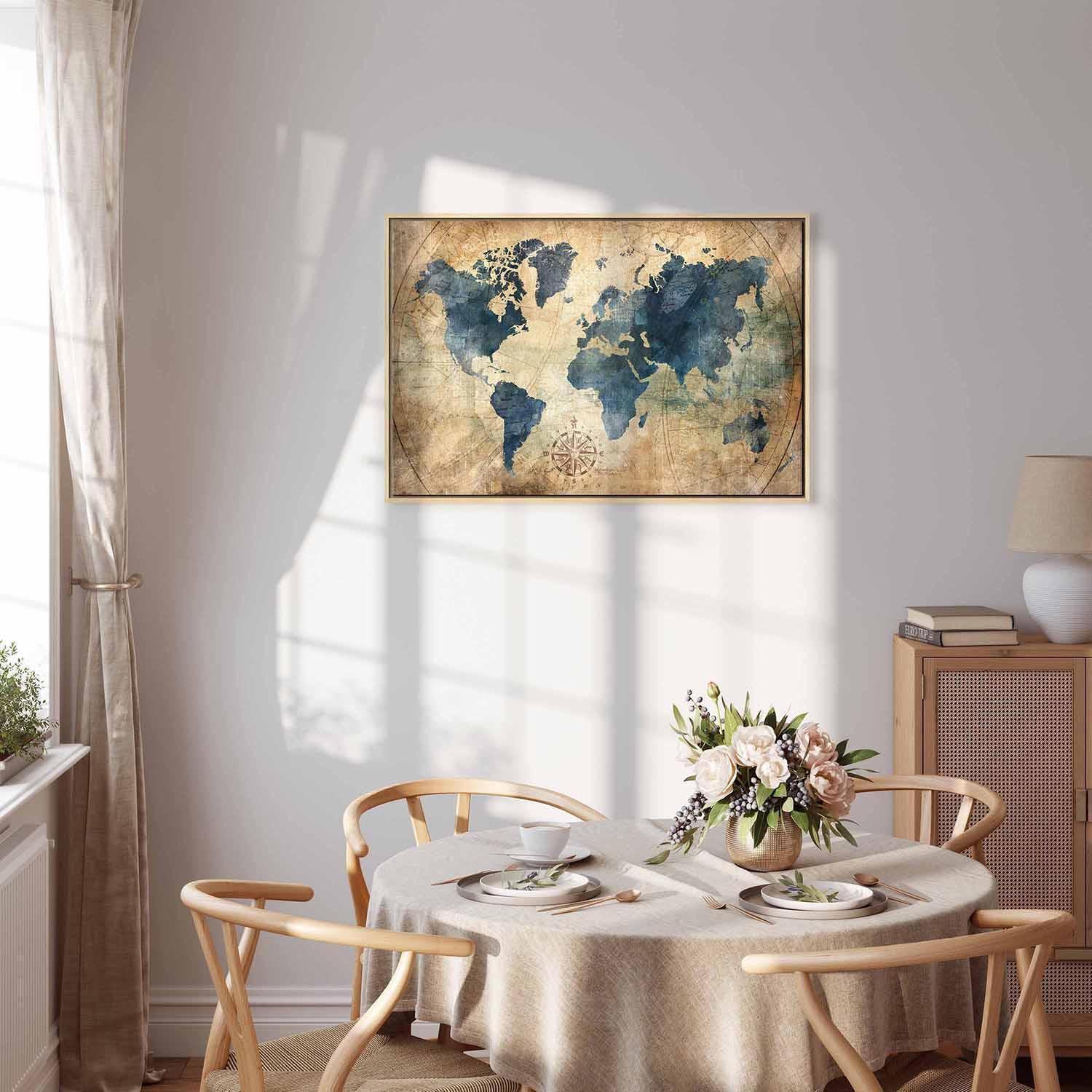Leinwandbild - Retro Map (1 Part) Wide Artgeist